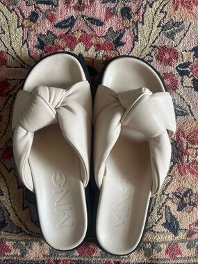 Mango Women's Knotted Slide Sandals in Cream